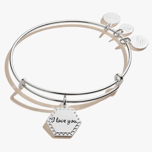 Alex and Ani Jewelry - ❤️ NWT Alex and Ani Silver 'I Love You' Charm Bangle Bracelet